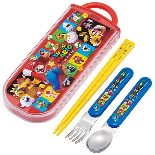 Skater 斯凯达 不锈钢叉勺筷子3件套带盒套装 超級馬里奧 1套/Skater Utensils 3pcs Set Super Mario