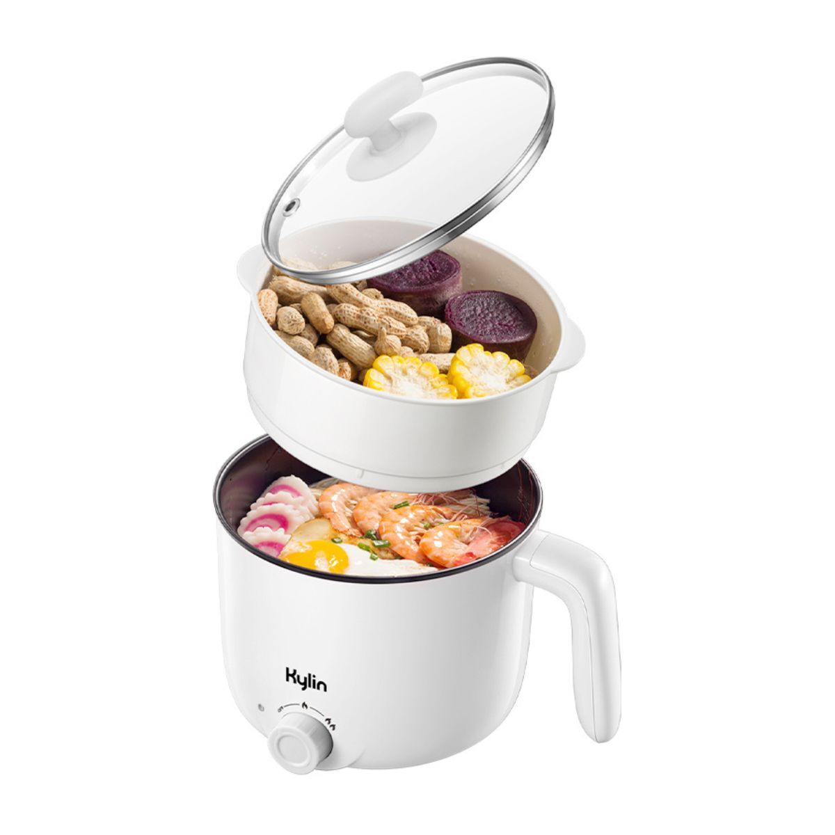 Kylin Mini Non-stick Multicooker Steam Rack Included White 1.2L 600~700W