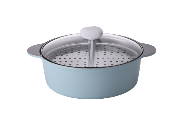 Neoflam Divided 30cm casserole 5.8L Induction with divided steamer Blue