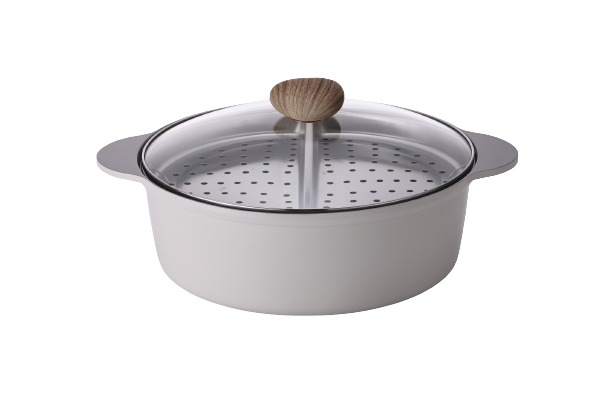 Neoflam Divided 30cm casserole 5.8L Induction with divided steamer Grey