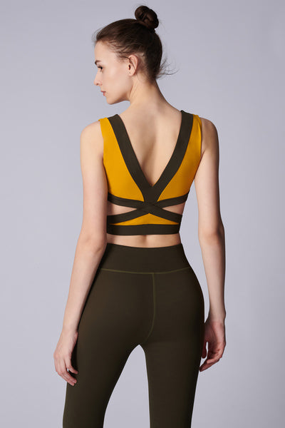 MTM-|-ROTATING-HOURGLASS-Tank-Sport Bra -Mustard-Yellow/Dark-Green