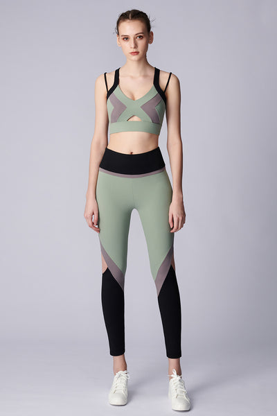 MTM-|-GLASSWING-BUTTERFLY-Tank-Sport Bra-Green/Beige