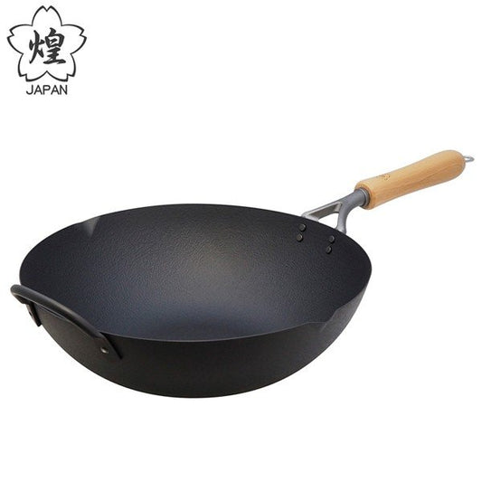 KIRAMEKI Double Fiber Line Iron Wok 33cm