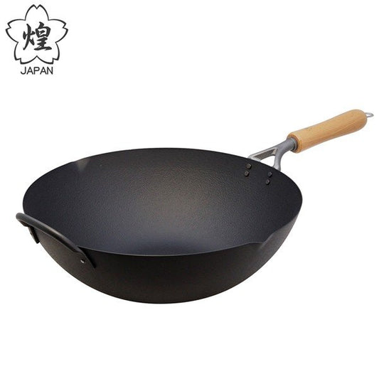 KIRAMEKI Double Fiber Line Iron Wok 36cm