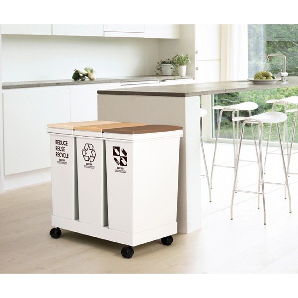 ASVEL One-push Trio Rubbish Bin 60L (20Lx3)